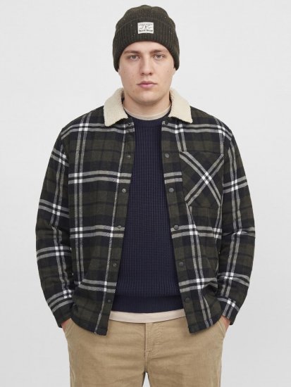 Jack & Jones Zac Teddy Marškinių tipo striukė Žalia - Didelės vyriškos striukės - Didelės vyriškos striukės