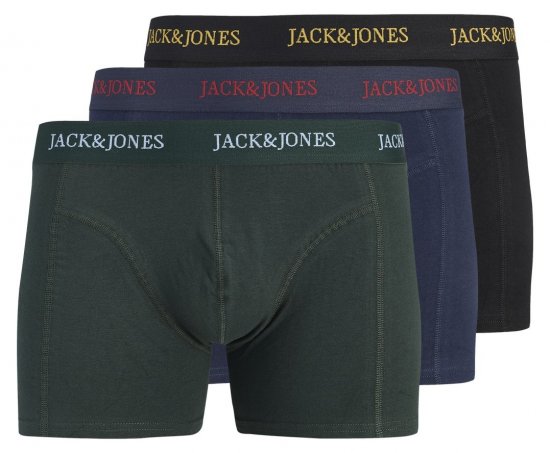 Jack & Jones Blaze Solid Trumpikės 3 vnt. Juoda/Tamsiai mėlyna/Žalia - Boxer šortai - Vyriški dideli boxer šortai