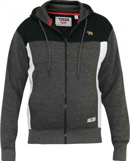 D555 NATHAN Full Zip Hoody With Cut And Sew Detail Black/Charcoal - Megztiniai ir džemperiai - Megztiniai ir Džemperiai - 2XL-14XL