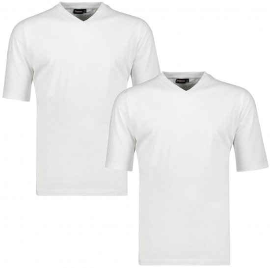Adamo Maverick Comfort fit 2-pack V-neck T-shirt White - Marškinėliai - Marškinėliai - 2XL-14XL