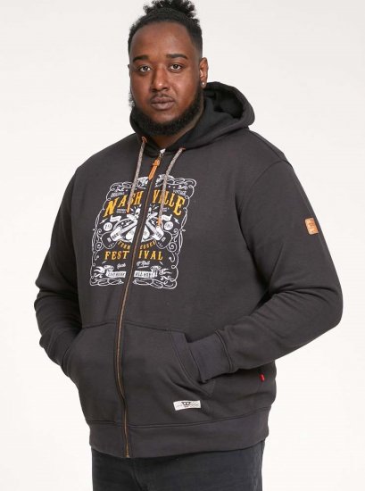 D555 KNEBWORTH Full Zip Hoody With Chest Print Black - Megztiniai ir džemperiai - Megztiniai ir Džemperiai - 2XL-14XL