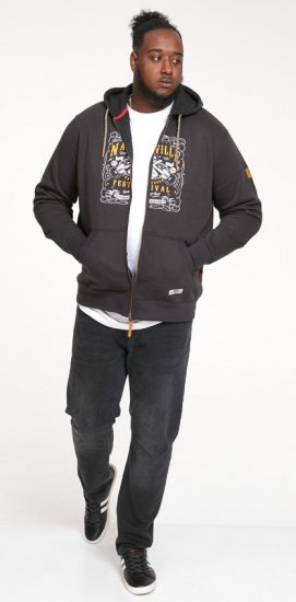 D555 KNEBWORTH Full Zip Hoody With Chest Print Black - Megztiniai ir džemperiai - Megztiniai ir Džemperiai - 2XL-14XL