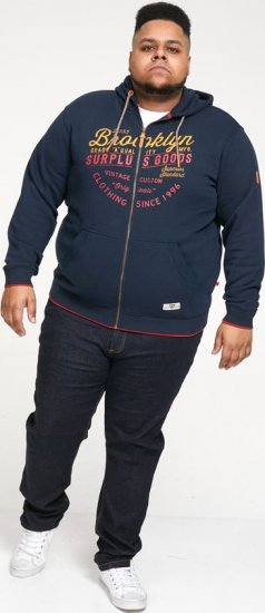 D555 WORCESTER Full Zip Hoody With Brooklyn Chest Print - Megztiniai ir džemperiai - Megztiniai ir Džemperiai - 2XL-14XL