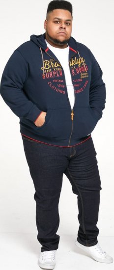 D555 WORCESTER Full Zip Hoody With Brooklyn Chest Print - Megztiniai ir džemperiai - Megztiniai ir Džemperiai - 2XL-14XL