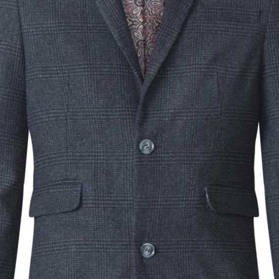 D555 Terry Checked Overcoat Charcoal - Didelės vyriškos striukės - Didelės vyriškos striukės