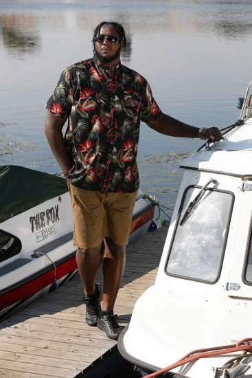 D555 LENNOX Hawaiian AO Print Shirt Black - Marškiniai - Marškiniai - 2XL-8XL