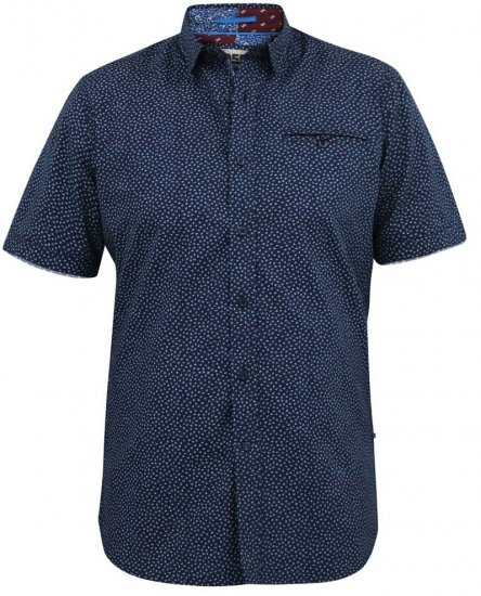 D555 BRODY S/S Micro AO Print Shirt Navy - Marškiniai - Marškiniai - 2XL-8XL