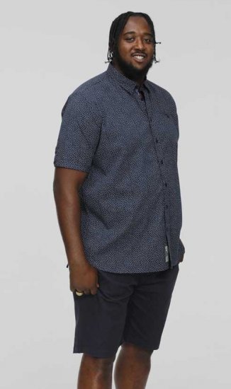 D555 BRODY S/S Micro AO Print Shirt Navy - Marškiniai - Marškiniai - 2XL-8XL