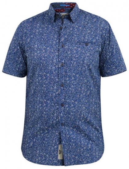 D555 KYLE S/S Micro AO Print Shirt Blue - Marškiniai - Marškiniai - 2XL-8XL