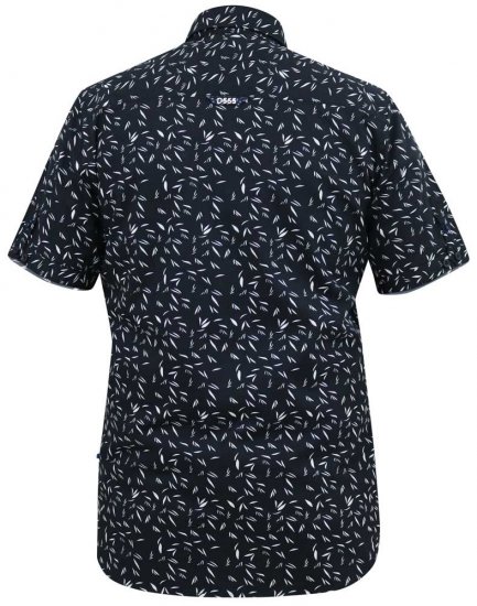 D555 BEAU S/S AO Leaf Print Shirt Navy - Marškiniai - Marškiniai - 2XL-8XL
