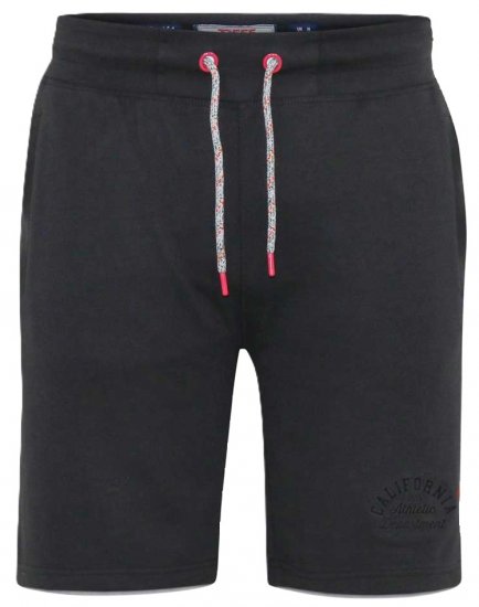 D555 STEFAN1 Elasticated Waist Loop Back Shorts Black - Laisvalaikio Kelnės ir Šortai - Laisvalaikio Kelnės ir Šortai - 2XL-12XL