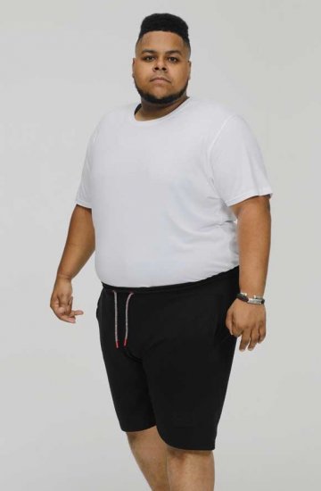 D555 STEFAN1 Elasticated Waist Loop Back Shorts Black - Laisvalaikio kelnės ir šortai - Laisvalaikio Kelnės ir Šortai - 2XL-12XL