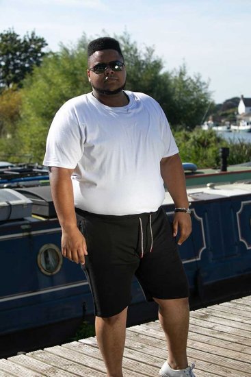 D555 STEFAN1 Elasticated Waist Loop Back Shorts Black - Laisvalaikio kelnės ir šortai - Laisvalaikio Kelnės ir Šortai - 2XL-12XL