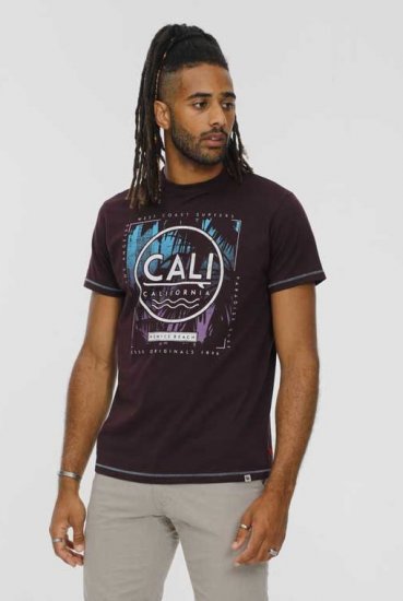 D555 NOVA Cali Surf Printed Crew Neck T-Shirt Plum - Marškinėliai - Marškinėliai - 2XL-14XL