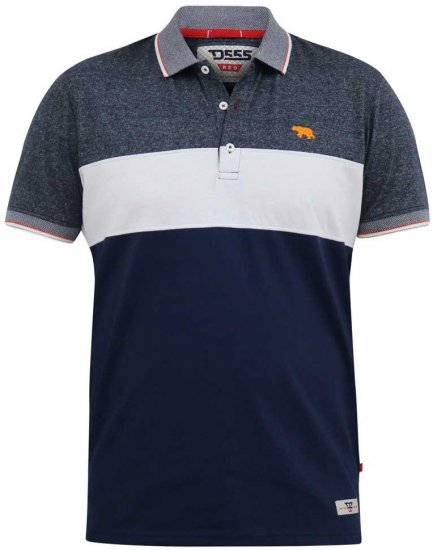 D555 EMERSON Cut And Sew Polo With Jacquard Collar Navy - Polo marškinėliai - Polo marškinėliai - 2XL-8XL