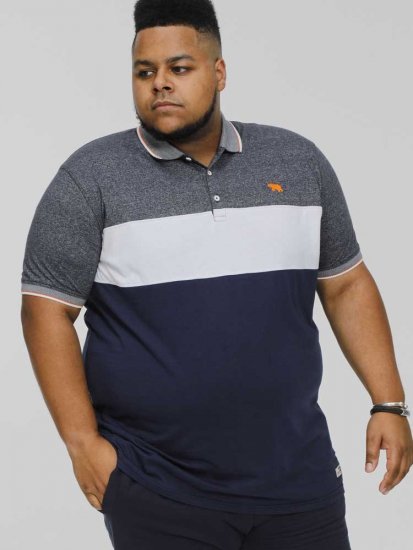 D555 EMERSON Cut And Sew Polo With Jacquard Collar Navy - Polo marškinėliai - Polo marškinėliai - 2XL-8XL