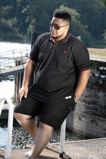 D555 SALFORD 2 Pique Polo Black - Polo marškinėliai - Polo marškinėliai - 2XL-8XL