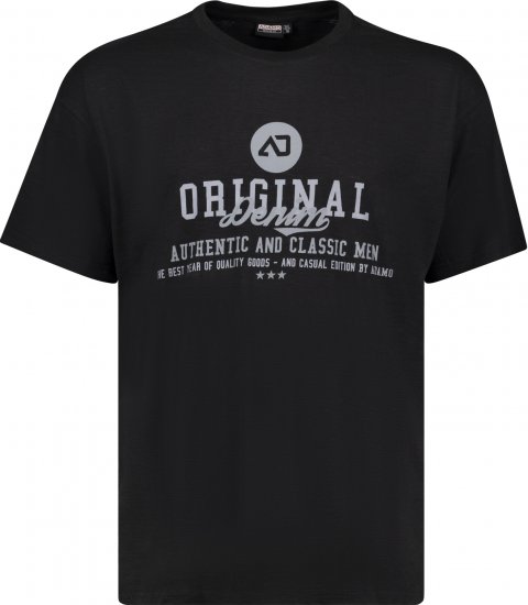 Adamo Sandro Regular fit Slub effect T-shirt Black - Marškinėliai - Marškinėliai - 2XL-14XL