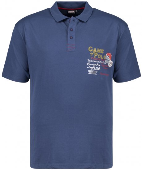 Adamo Perth Printed Polo Shirt Denim Blue - Polo marškinėliai - Polo marškinėliai - 2XL-8XL