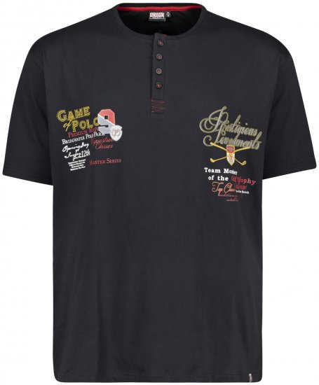 Adamo Dundee Printed Serafino T-shirt Black - Marškinėliai - Marškinėliai - 2XL-14XL