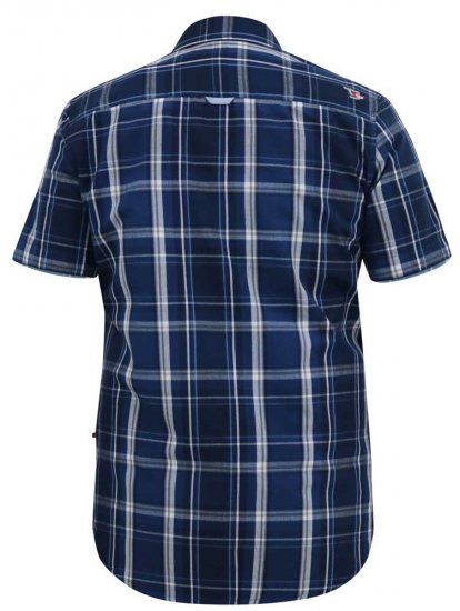 D555 HADSTOCK Check Button Down Collar S/S Shirt Navy - Marškiniai - Marškiniai - 2XL-8XL