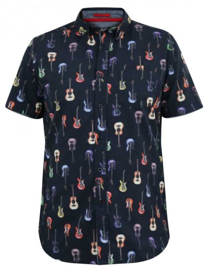 D555 BARRATT Guitar AO Printed Button Down Collar S/S Shirt - Marškiniai - Marškiniai - 2XL-8XL