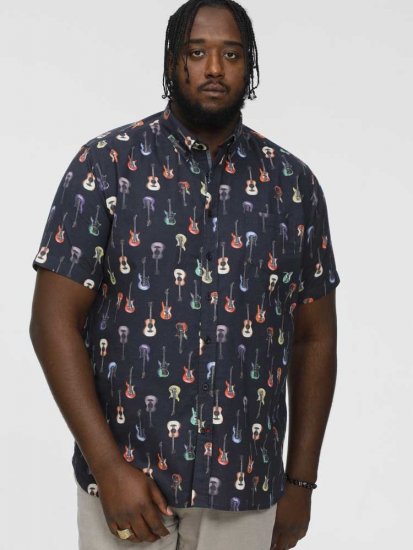 D555 BARRATT Guitar AO Printed Button Down Collar S/S Shirt - Marškiniai - Marškiniai - 2XL-8XL
