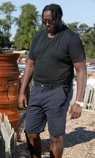 D555 DUDLEY AO Printed Stretch Chino Shorts Navy - Šortai - Šortai - W40-W60