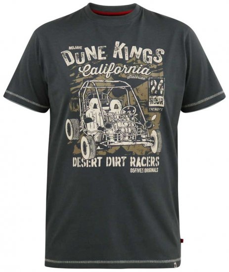 D555 BENNETT Dune Kings Buggy Printed Crew Neck T-Shirt Khaki - Marškinėliai - Marškinėliai - 2XL-14XL