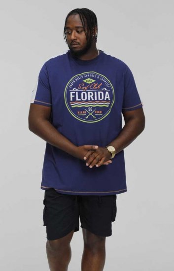 D555 CADMAN Florida Surf Club Printed Crew Neck T-Shirt - Marškinėliai - Marškinėliai - 2XL-14XL