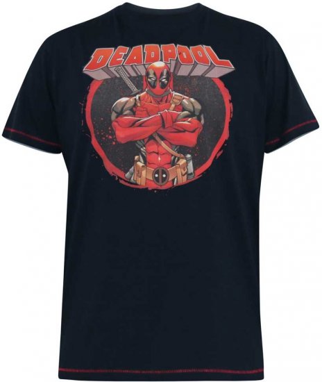 D555 WADE Official Deadpool Printed T-Shirt Dark Navy - Marškinėliai - Marškinėliai - 2XL-14XL
