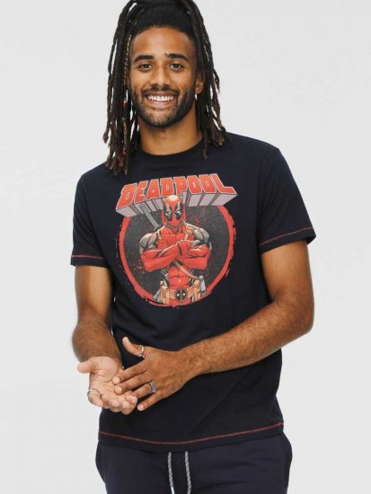 D555 WADE Official Deadpool Printed T-Shirt Dark Navy - Marškinėliai - Marškinėliai - 2XL-14XL