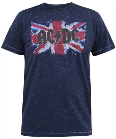 D555 DENNIS Official AC/DC Printed Crew Neck T-Shirt Navy Reno - Marškinėliai - Marškinėliai - 2XL-14XL