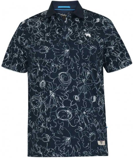 D555 ROLAND Printed Polo Shirt Navy - Polo marškinėliai - Polo marškinėliai - 2XL-8XL