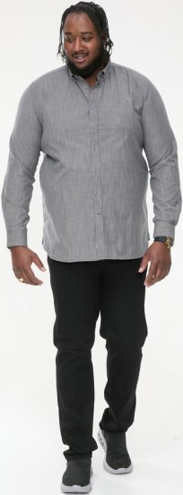 D555 RADCLIFFE Cross Hatch Soft Touch Slub Long Sleeve Shirt With Chest Patch Pocket Charcoal - Marškiniai - Marškiniai - 2XL-8XL