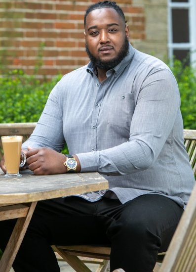 D555 RADCLIFFE Cross Hatch Soft Touch Slub Long Sleeve Shirt With Chest Patch Pocket Charcoal - Marškiniai - Marškiniai - 2XL-8XL