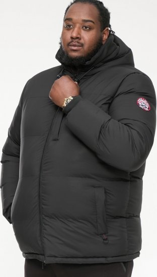 D555 DOMENIC Quilted Puffer Jacket With Half Micro Fleece Lining And Hood Black - Didelės vyriškos striukės - Didelės vyriškos striukės