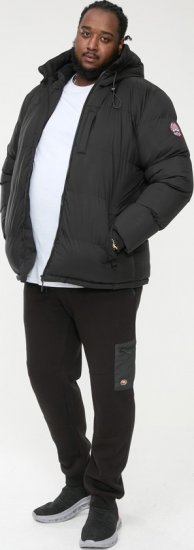 D555 DOMENIC Quilted Puffer Jacket With Half Micro Fleece Lining And Hood Black - Didelės vyriškos striukės - Didelės vyriškos striukės