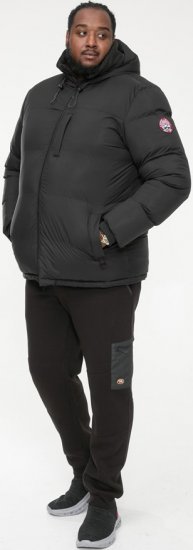 D555 DOMENIC Quilted Puffer Jacket With Half Micro Fleece Lining And Hood Black - Didelės vyriškos striukės - Didelės vyriškos striukės