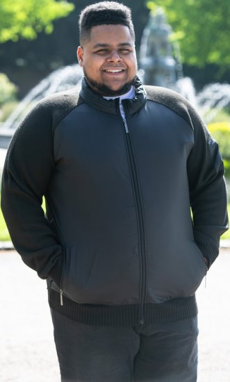 D555 MARSDEN Hybrid Knitted Jacket With Bonded Fleece Lining Black - Didelės vyriškos striukės - Didelės vyriškos striukės