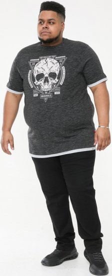 D555 DARREN Skull Printed T-Shirt With Double Layer On Hem & Cuff Black Reno - Marškinėliai - Marškinėliai - 2XL-14XL