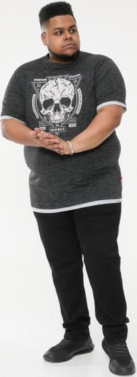 D555 DARREN Skull Printed T-Shirt With Double Layer On Hem & Cuff Black Reno - Marškinėliai - Marškinėliai - 2XL-14XL