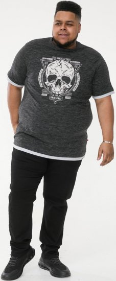 D555 DARREN Skull Printed T-Shirt With Double Layer On Hem & Cuff Black Reno - Marškinėliai - Marškinėliai - 2XL-14XL