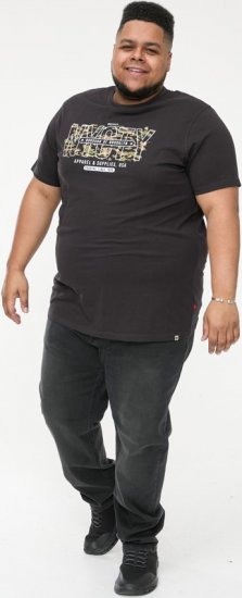 D555 EDWALTON NYCTY Camo Printed Crew Neck T-Shirt Washed Black - Marškinėliai - Marškinėliai - 2XL-14XL