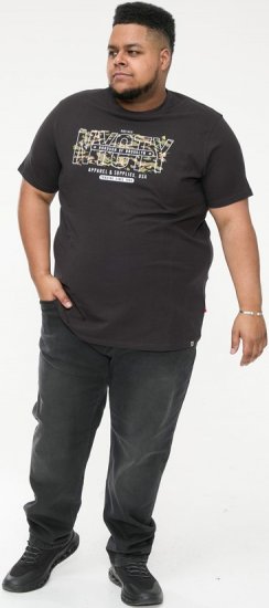 D555 EDWALTON NYCTY Camo Printed Crew Neck T-Shirt Washed Black - Marškinėliai - Marškinėliai - 2XL-14XL