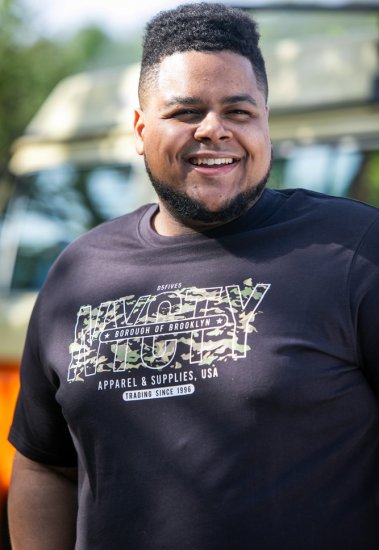 D555 EDWALTON NYCTY Camo Printed Crew Neck T-Shirt Washed Black - Marškinėliai - Marškinėliai - 2XL-14XL