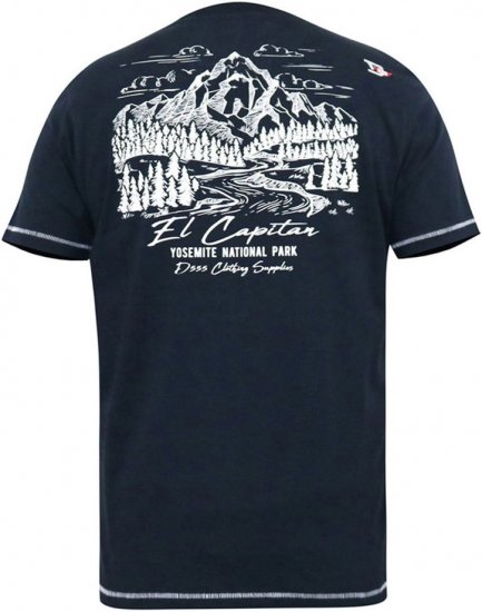 D555 GRAHAM YOSEMITE Chest And Back Printed Crew Neck T-Shirt Navy - Marškinėliai - Marškinėliai - 2XL-14XL