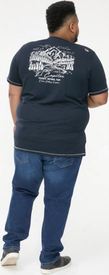 D555 GRAHAM YOSEMITE Chest And Back Printed Crew Neck T-Shirt Navy - Marškinėliai - Marškinėliai - 2XL-14XL