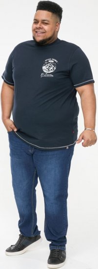 D555 GRAHAM YOSEMITE Chest And Back Printed Crew Neck T-Shirt Navy - Marškinėliai - Marškinėliai - 2XL-14XL