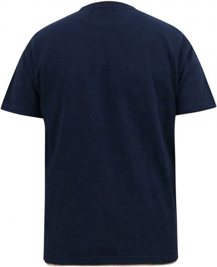 D555 SANDFORD Double Layer On Neck Ribs And Hem Waffle Textured T-Shirt Navy - Marškinėliai - Marškinėliai - 2XL-14XL